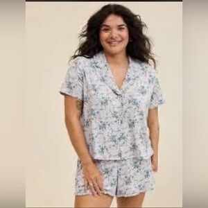 Aerie soft blue flora pajama set
